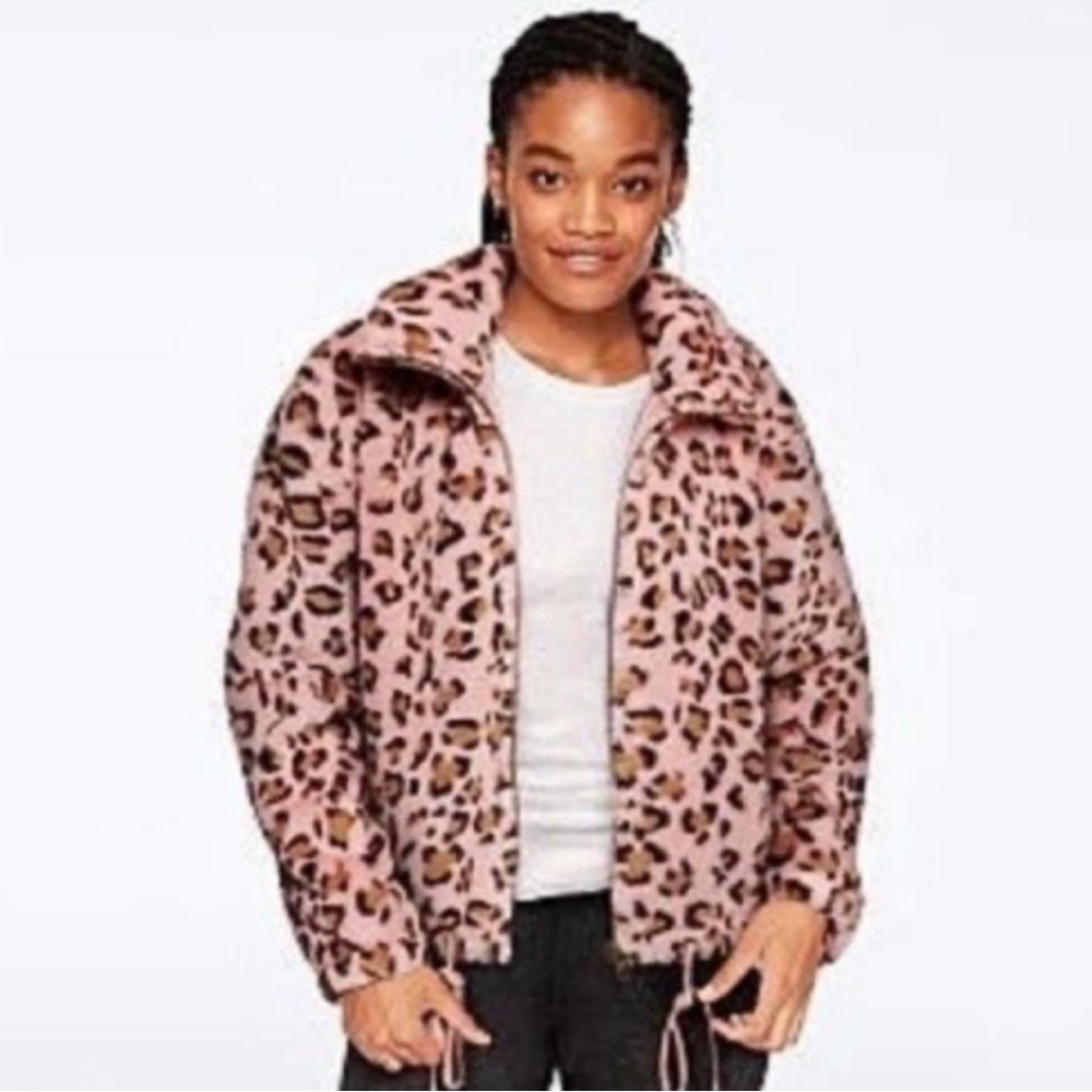 Know One Cares Leopard Faux Fur Bomber Jacket NEW